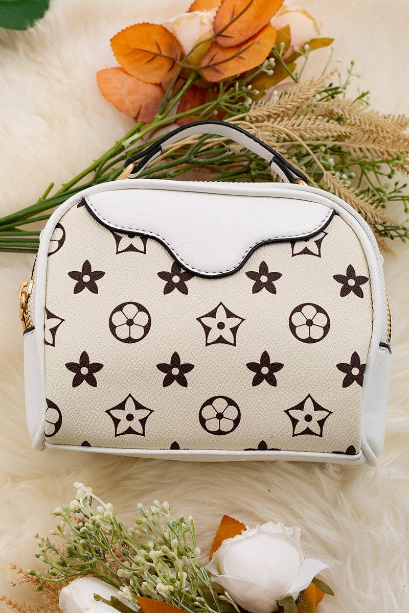 Cream White Cream/white trim, Cute inspired crossbody satchel. BBG65203028 M for wholesale on Faire0
