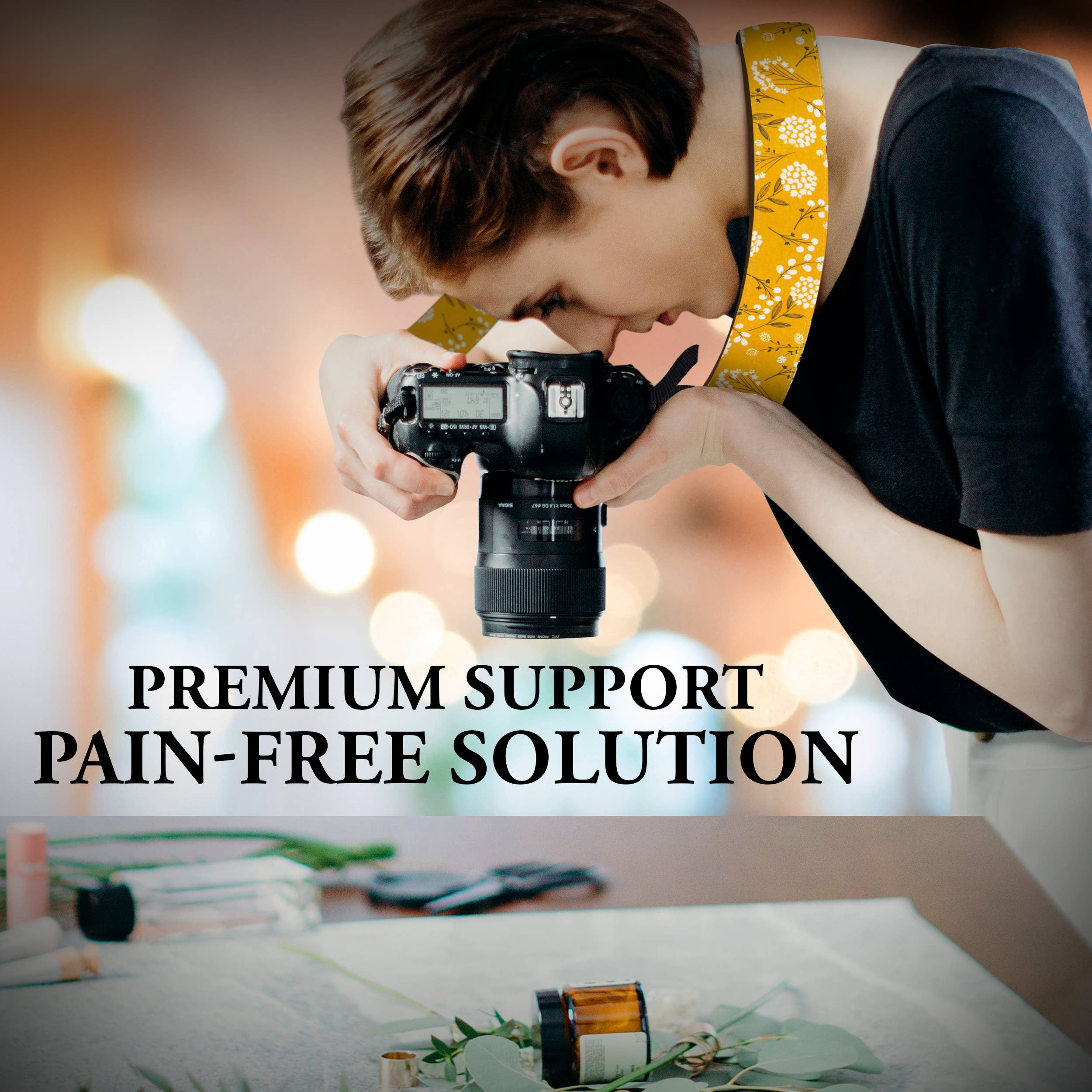 Gradzo – Alça de câmera por atacado – Correia para câmara bordada personalizada - Bracelete para câmara amarela7