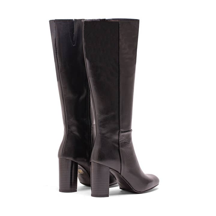 Elodie - Wholesale Laarzen - Dames - Sky laars van zwart nappaleer met 75mm hak3