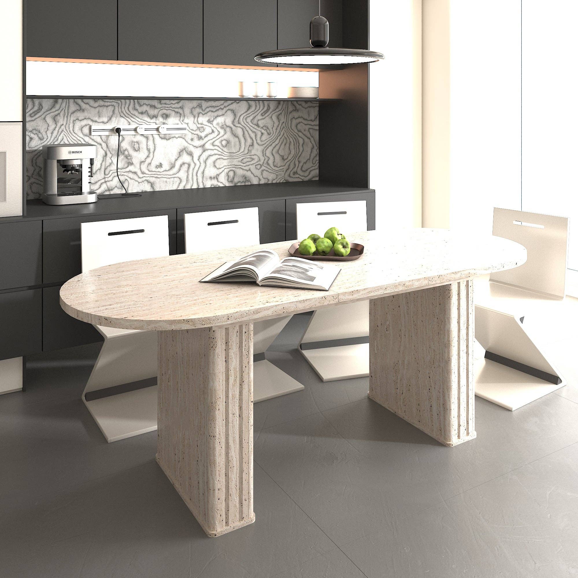 39F Inc. - Wholesale Side Table - Extendable Oval Dining Table for 4–8 People with Wood Base2