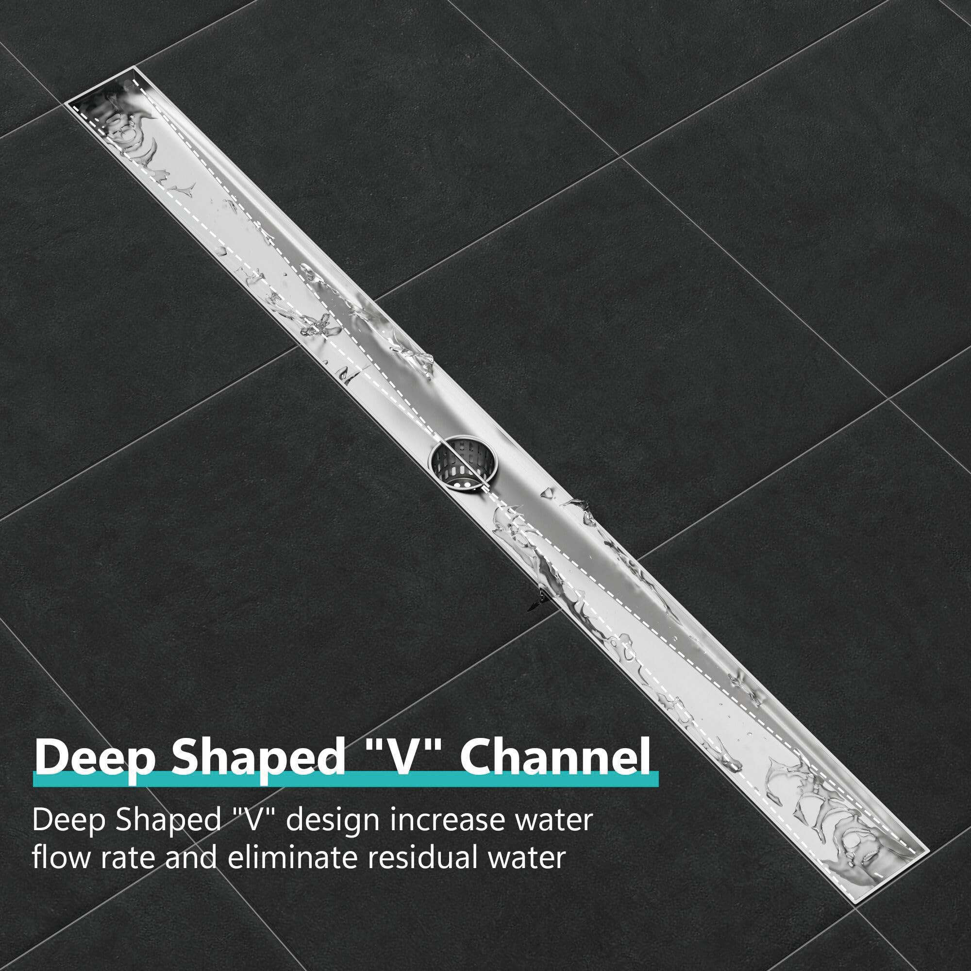 inQbrands - Wholesale Bathroom Accessory Set - 28 in. Stainless Steel Linear Shower Drain Square Pattern3