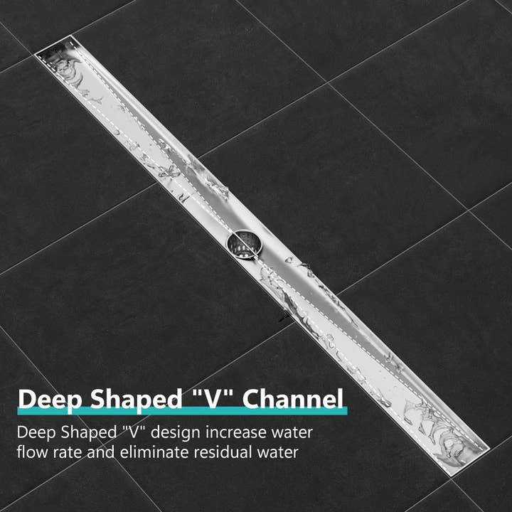 inQbrands - Wholesale Bathroom Accessory Set - 28 in. Stainless Steel Linear Shower Drain Square Pattern3