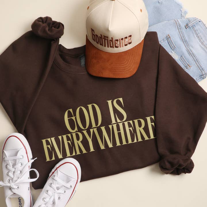 GOD IS EVERYWHERE Heavyweight Fleece Sweatshirt for wholesale by Fashion City