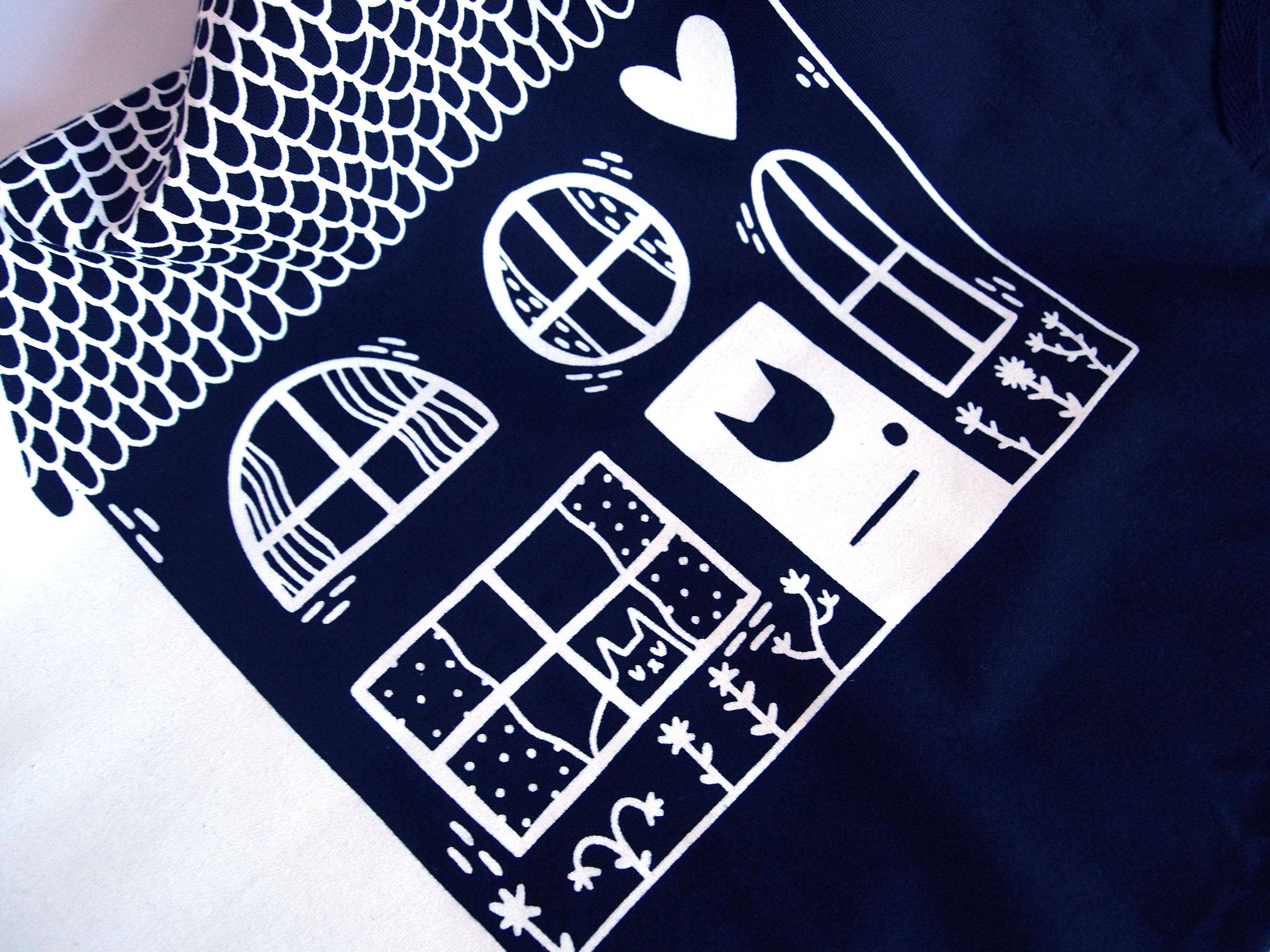 I LIKE CATS - Wholesale Tea Towel - Cotton Tea Towel With Cat and House Screen Print4