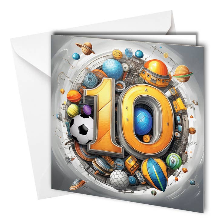 Close to the Bone Greeting Cards and Gifts - Venta al por mayor Tarjetas de cumpleaños - Tarjeta de décimo cumpleaños #1622, 10 años, niño, hijo, hermano