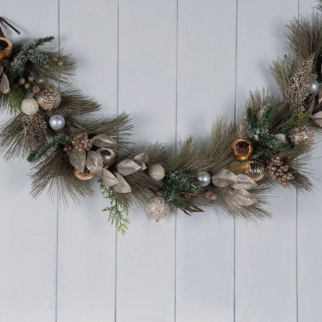 Champagne Pine Garland with Ornaments for wholesale on Faire0