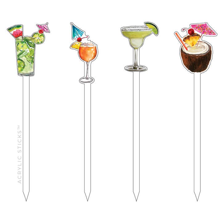 COCKTAILS ACRYLIC SKEWER COMBO for wholesale by XO ACRYLICS | ACRYLIC STICKS