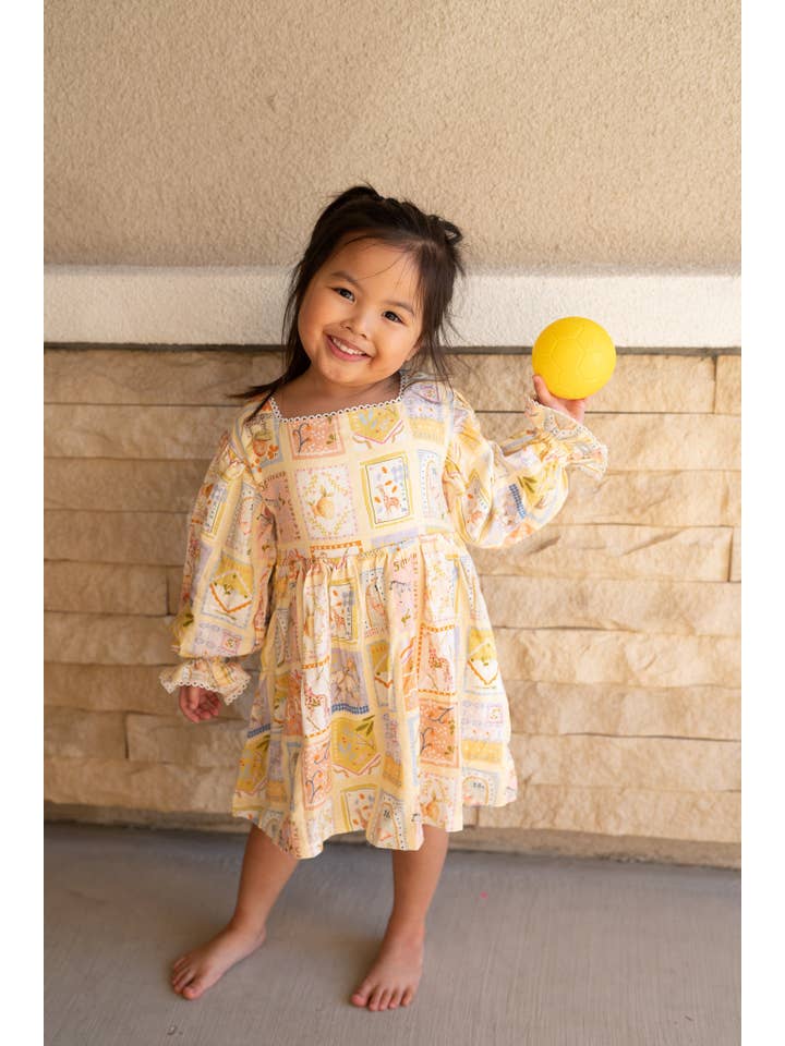 Love, Eloise - Wholesale Dress - Kids - Vintage Stamps Dress1