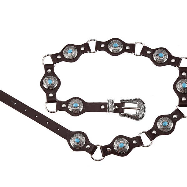 Nima Accessories Inc - Wholesale Belt - Women's - Turquoise Center Chainlink Belt 2 Sizes 12 Pack1