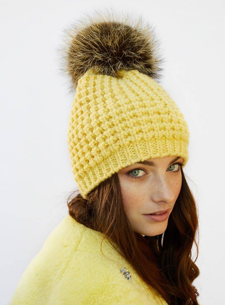 Kyi Kyi - Vendita all'ingrosso Berretto - Donna - Berretto slouchy classico con pompon in vera pelliccia di volpe - colori divertenti13