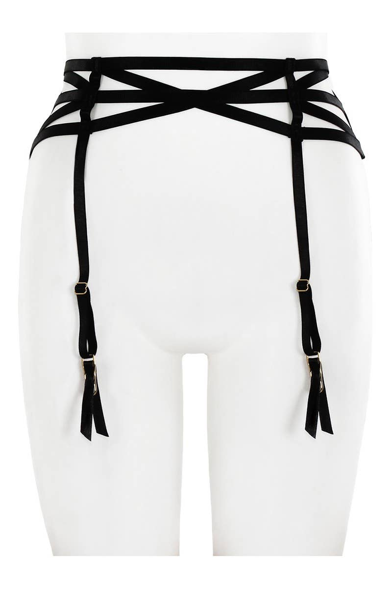Black Strappy Elastic Garter Belt-YM-BE130-LNAC for wholesale on Faire