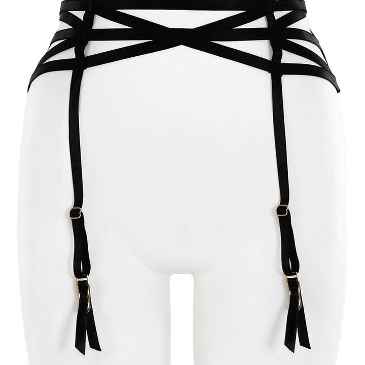 Black Strappy Elastic Garter Belt-YM-BE130-LNAC for wholesale on Faire0