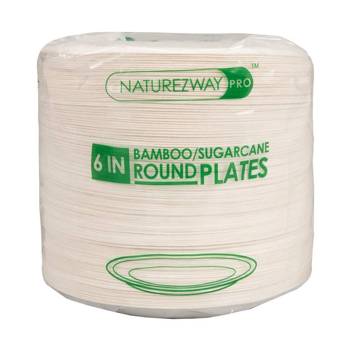 Bamboo 6” Round Plates | Restaurant Grade | 1000 Count for wholesale by NatureZway