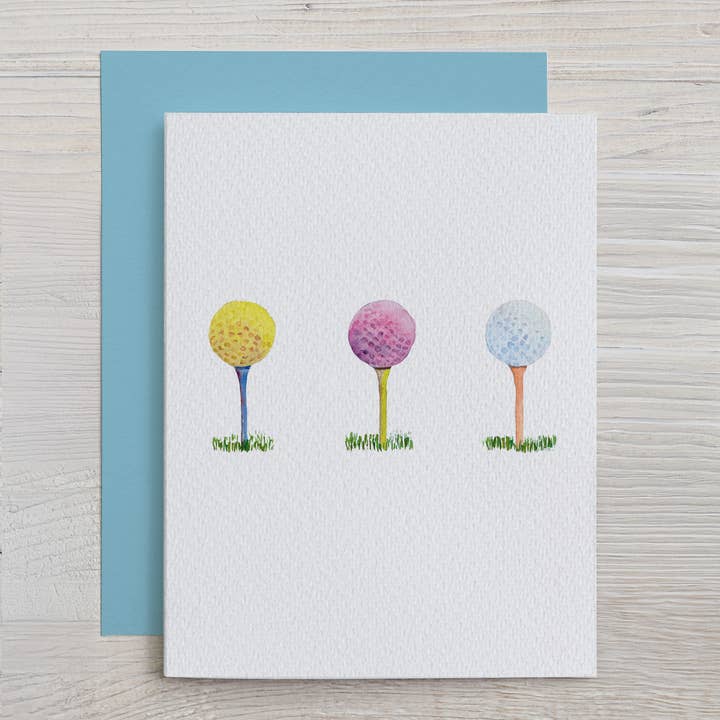 Watercolor Golf Note Card (3 Golf Balls) for wholesale by Waterline Studio
