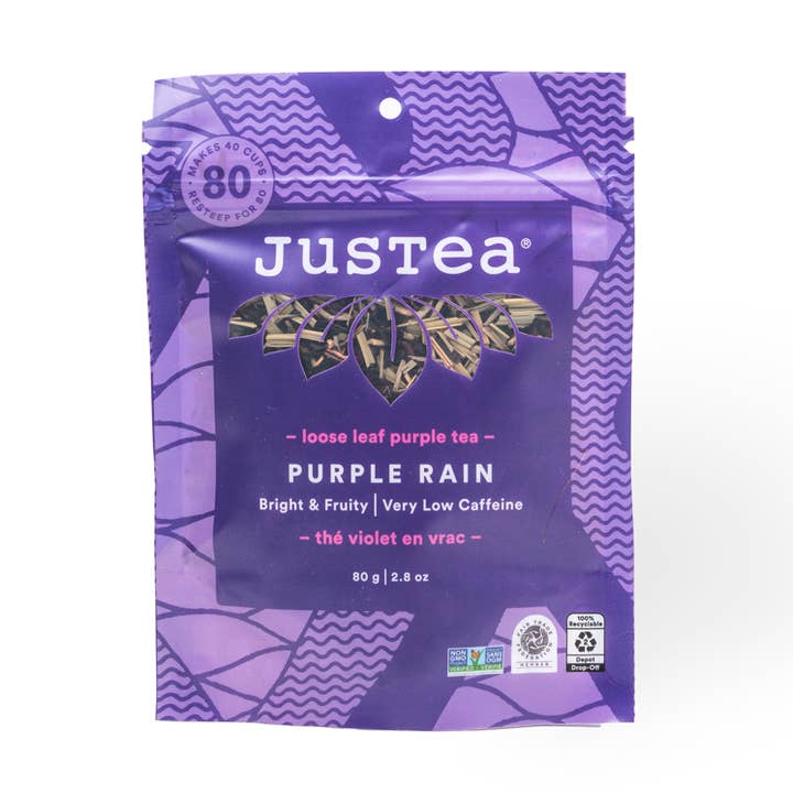 Purple Rain Stand-up Pouch - Organic, Fair-Trade, Purple Tea for wholesale by JusTea