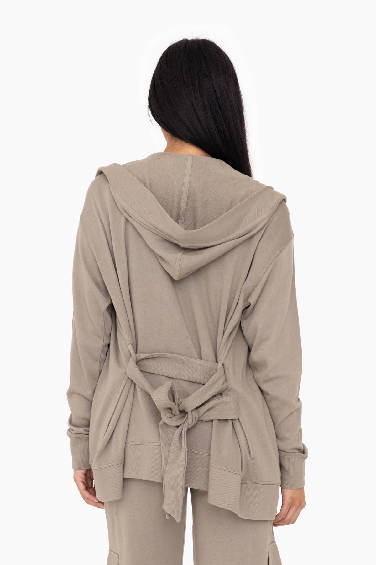 Mono B - Venta al por mayor Cárdigan - Mujer - VERDE - Cárdigan cruzado en mezcla de algodón orgánico3