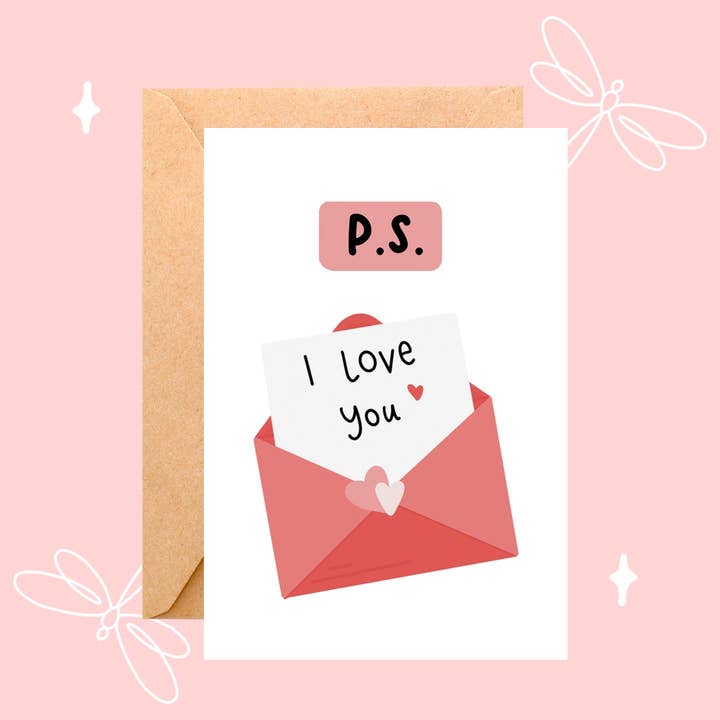 P.S. I Love You Valentines Card for wholesale by Kingtoni Cards