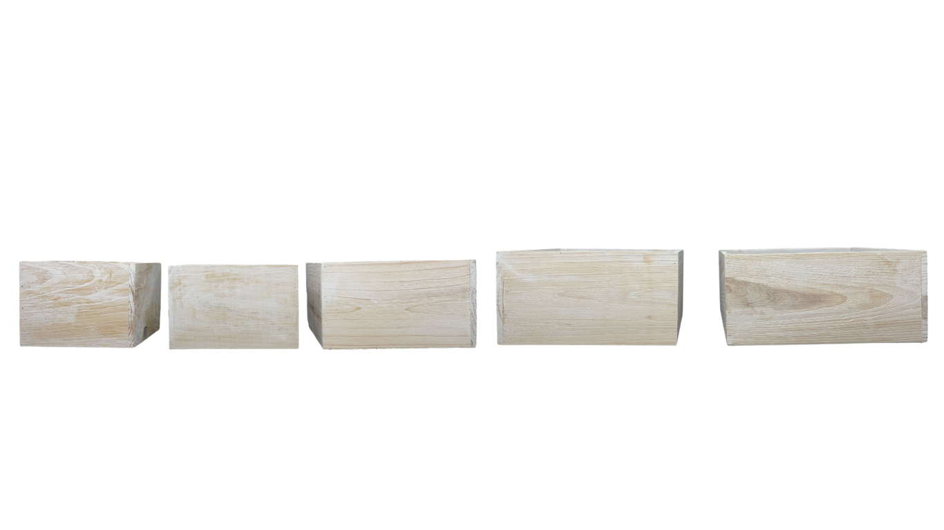 Thompson Wholesale - Vente Jardinière - Ensemble de 20 jardinières carrées en bois blanchi.1