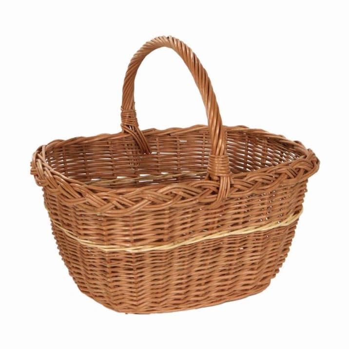 Ovalt europæisk flettet kurv til brænde 65x31/52x44 cm for engroshandel hos Vacchetti