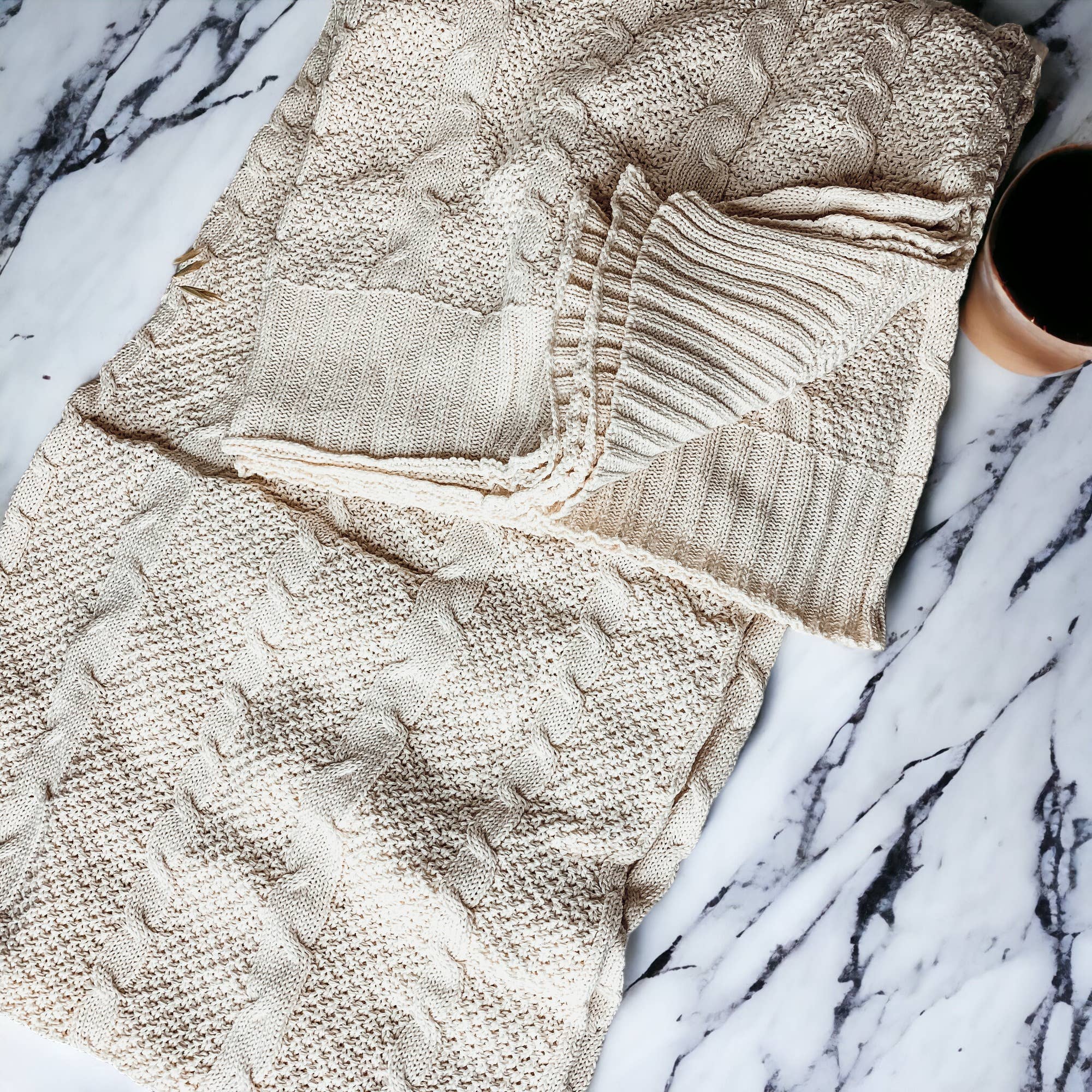 Gia Roma - Venta al por mayor Mantas de sofá - Manta vegana de algodón neutro, tipo suéter color marfil29