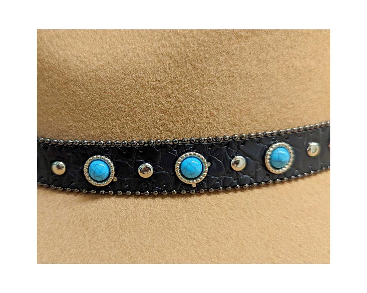 DNMC – wholesale Cowboyhatt - Dam – Australisk ullgamblerhatt + turkosa stenar7