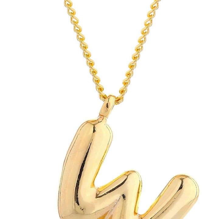 MiMi Wholesale - Wholesale Pendant/Charm Necklace - DJN330008 14K Dipped Small Bubble Letter Initial Necklace5