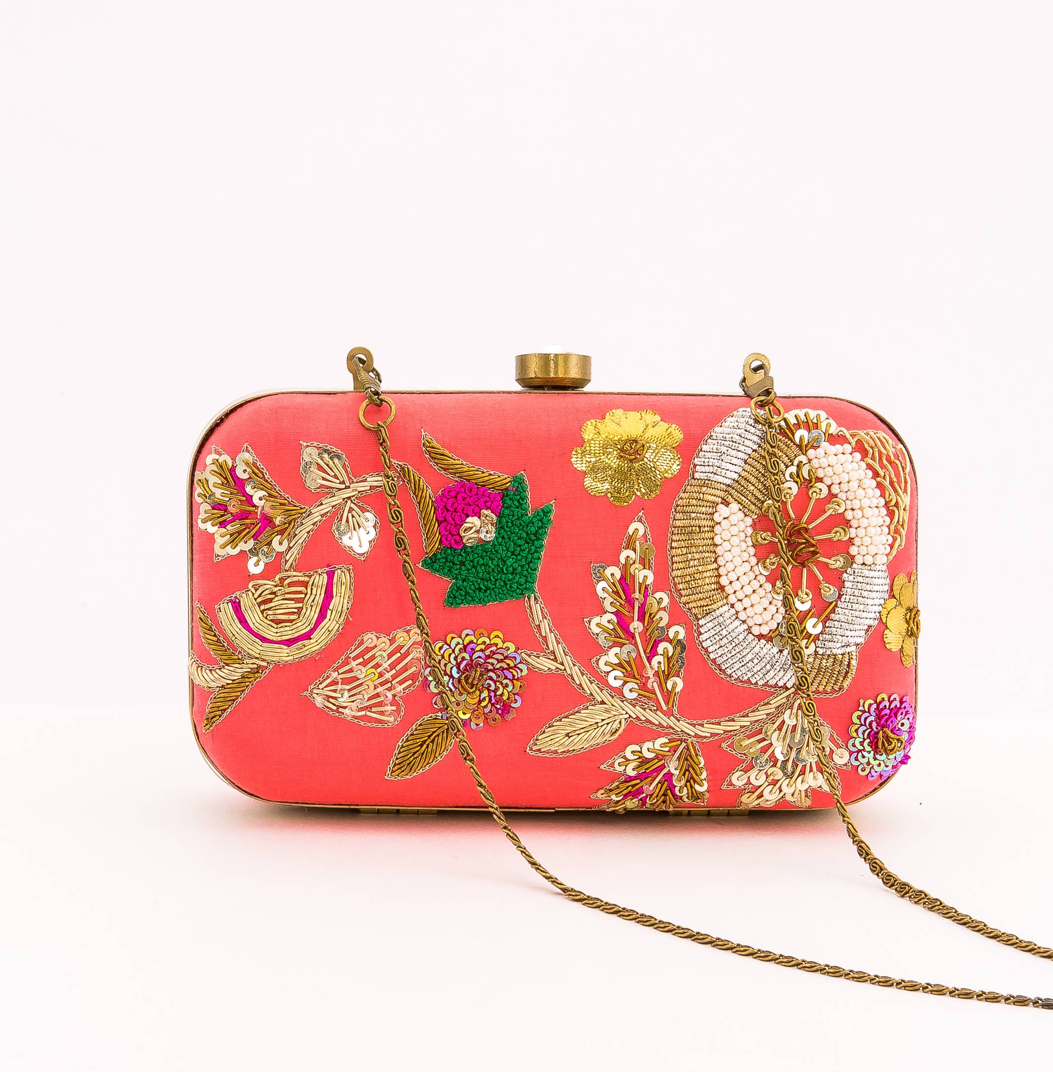Magazine Clothing - Wholesale Clutch Bag - Women's - Coral Pink Silk Clutch3
