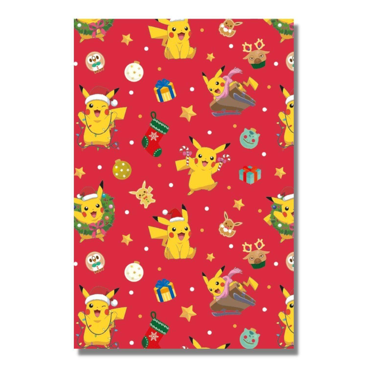 Danilo Promotions Ltd – wholesale Wrapping paper roll – Pokemon Christmas Wrapping Paper 4 Sheets & 4 Tags1