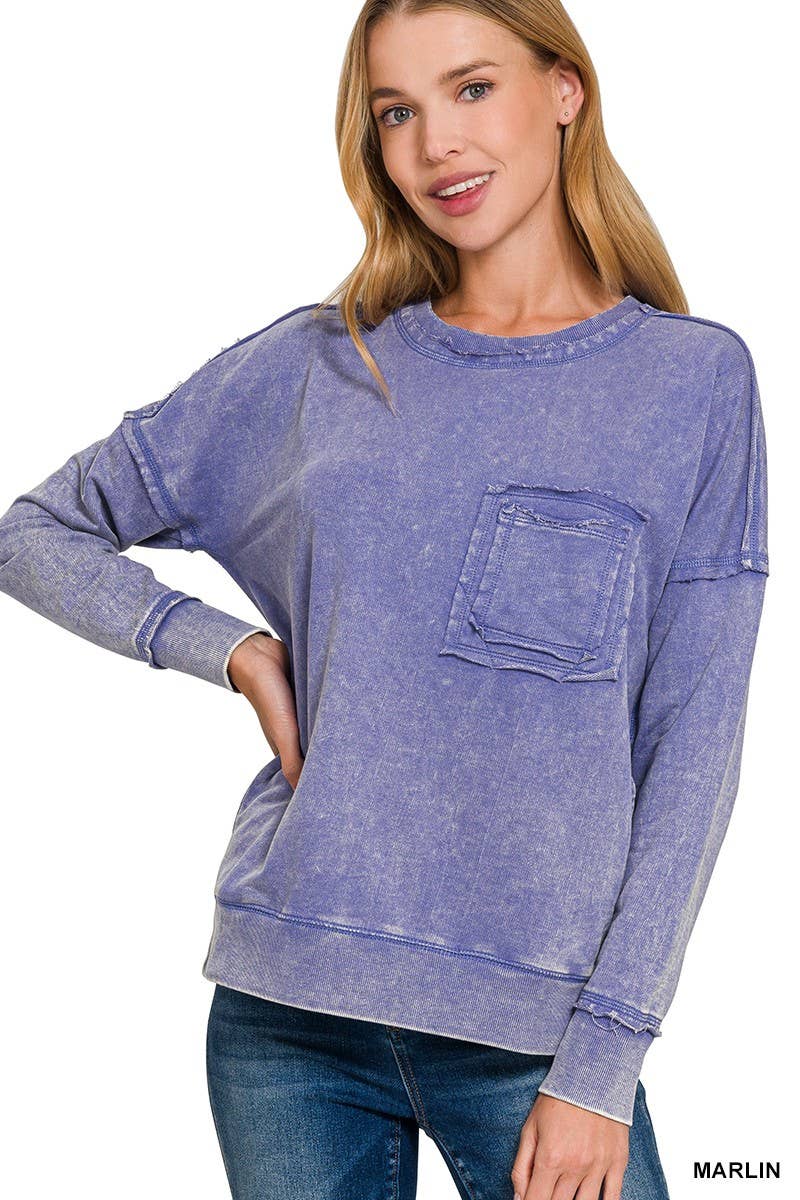 Vanilla Monkey - Wholesale Sweatshirt - Women's - F/terry Washed Raw Edge Front Pocket Pullover16