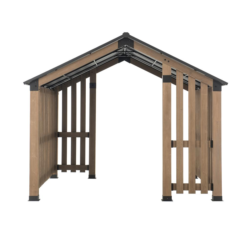 Giniverse108 - Wholesale Outdoor Ornament/Decor - Sienna Outdoor Cedar Wood Framed Hot Tub Gazebo with Steel Hardtop, Matte Black2