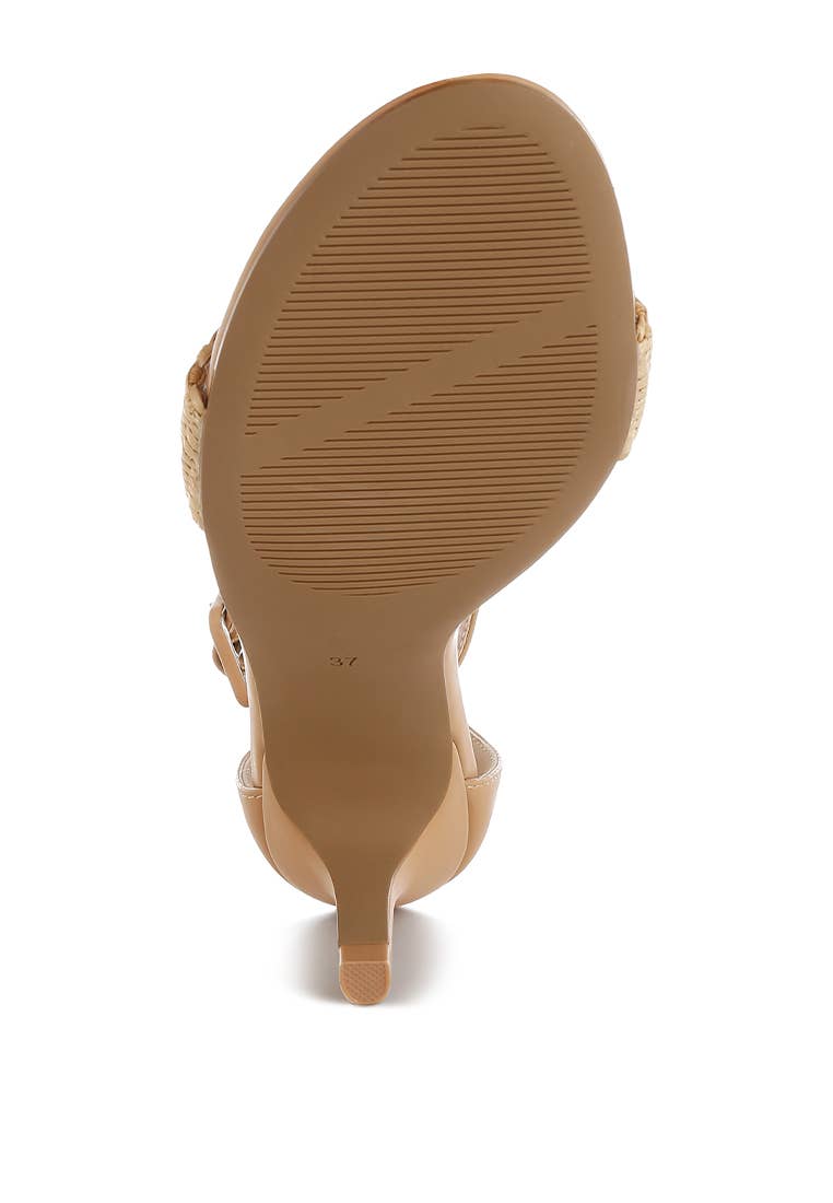 Natural Rano Raffia Kitten Heel Sandals for wholesale on Faire7