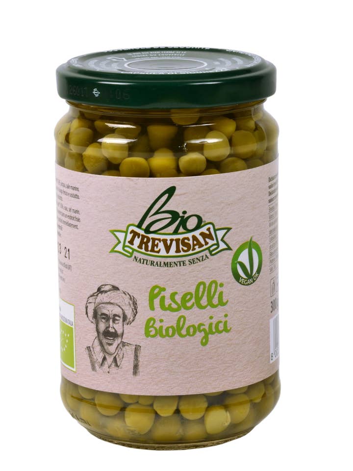 Boiled peas in a BIO jar for wholesale by Trevisan