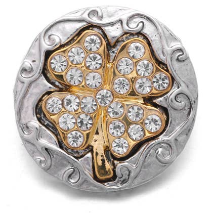 Sparkle Four Leaf Trèfle Snap - Votre Choix - Vert/Argent pour la vente par Say It in A Snap Jewelry