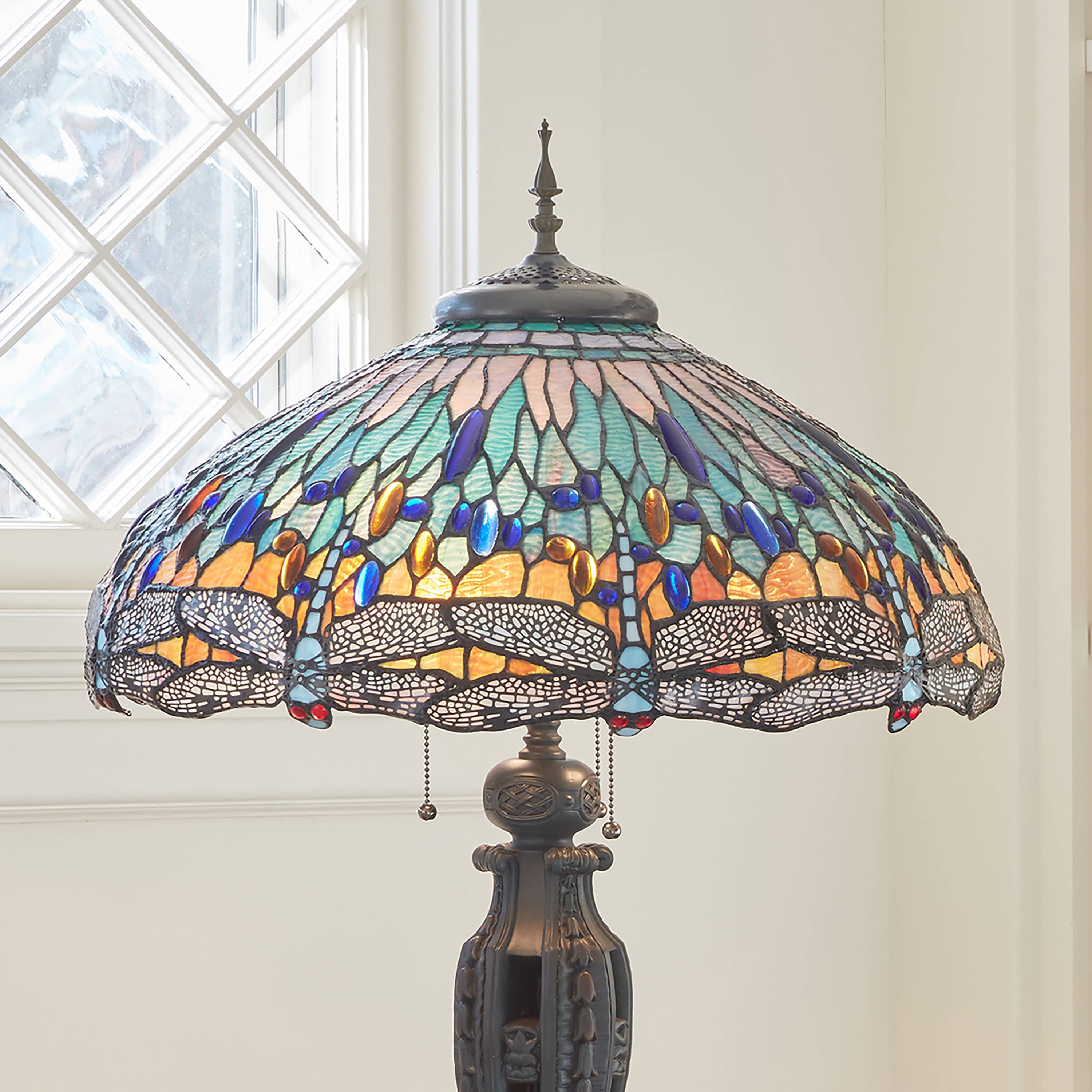 River of Goods - Wholesale Accent/Desk Lamp - 35"H Dragonfly Tiffany-Style Stained Glass Table Lamp4