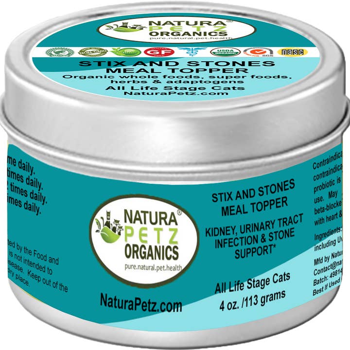 Natura Petz Organics – Engroshandel Supplement til kæledyr - Kat/hund – Stix og sten Måltid* Nyre, urinvejsinfektion og stenstøtte*