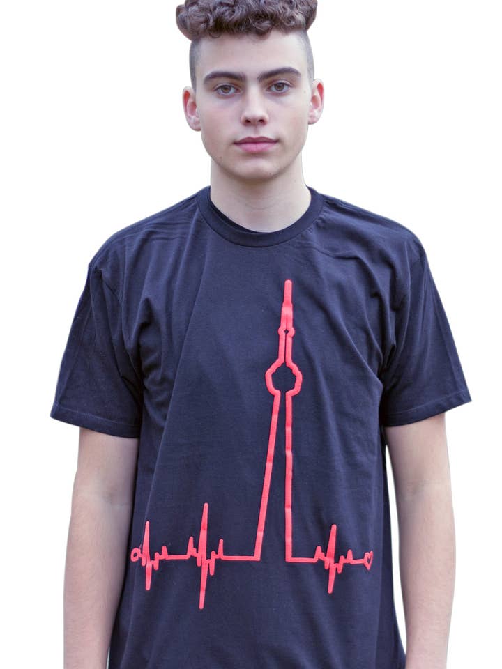 Black BigBeat T-Shirt - Red Beat for wholesale by HeartBeats T.O.