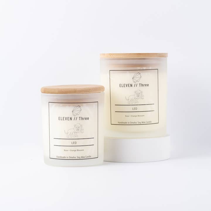 LEO Rose & Orange Blossom Soy Wax Jar Candle for wholesale by ELEVEN//Three