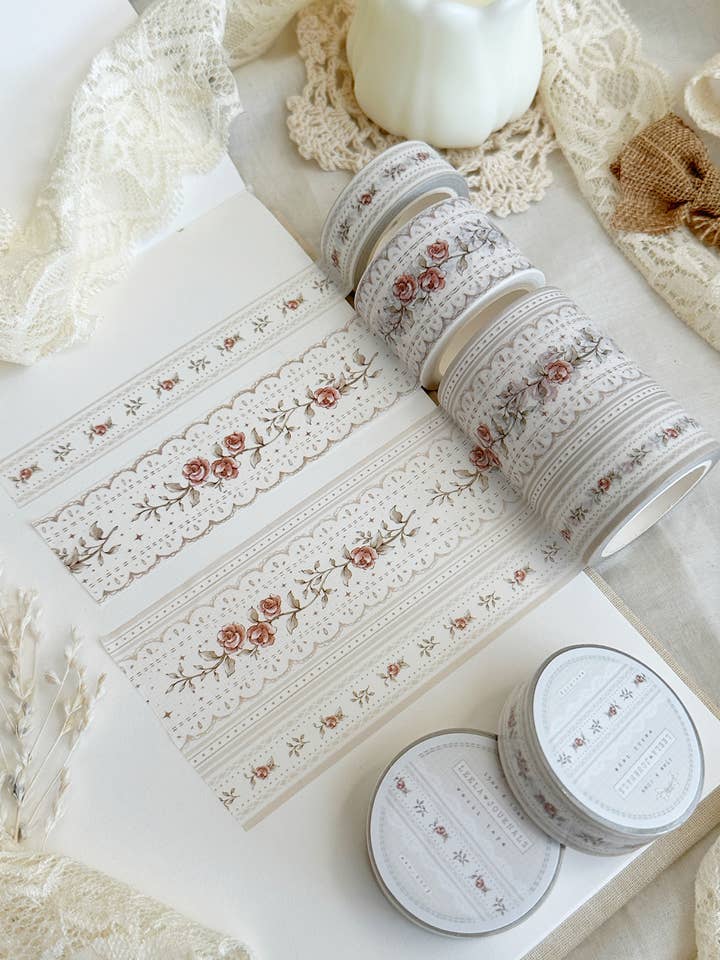lace & roses - red washi tape for wholesale by leelajournals
