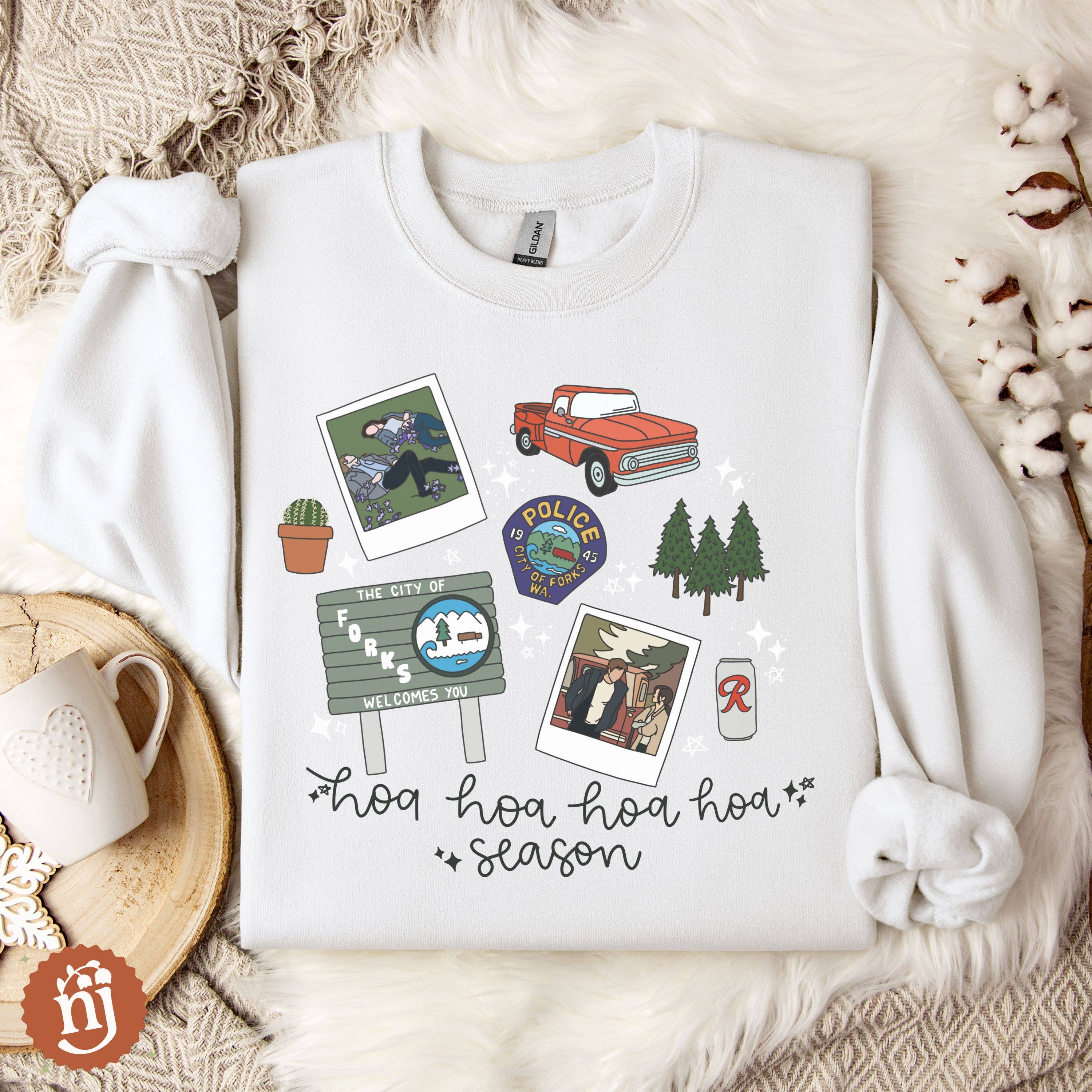 Nearly June Design Co – Sweatshirt - Unissexo por atacado – Camisola de Outono Hoa Hoa Hoa Crepúsculo2