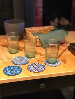 CELIYA HOME - Wholesale Onderzetters - Set van 6 onderzetters met mediterraan tegelontwerp2