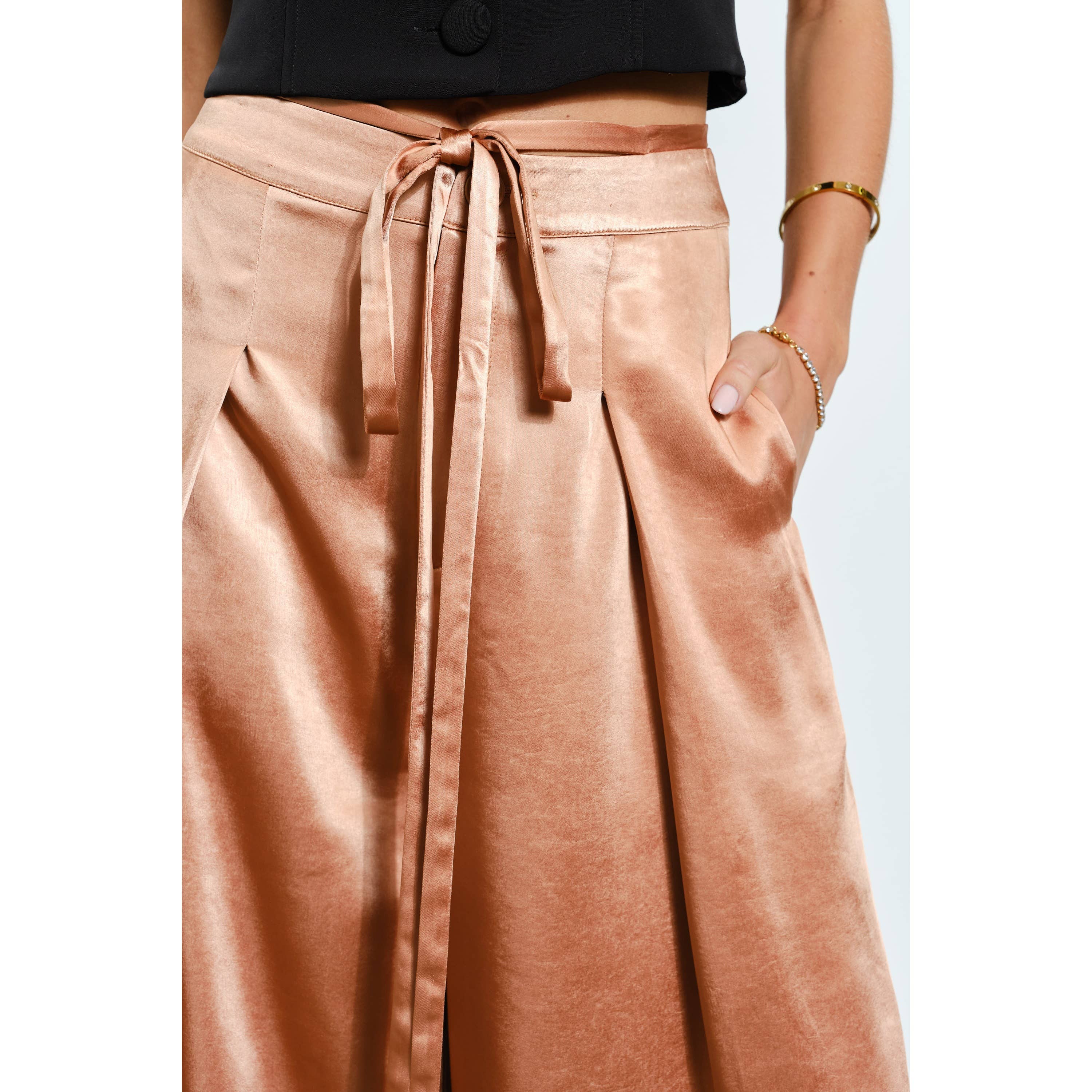 INA - Vente Pantalon – femme - Pantalon large en satin avec pli avant15