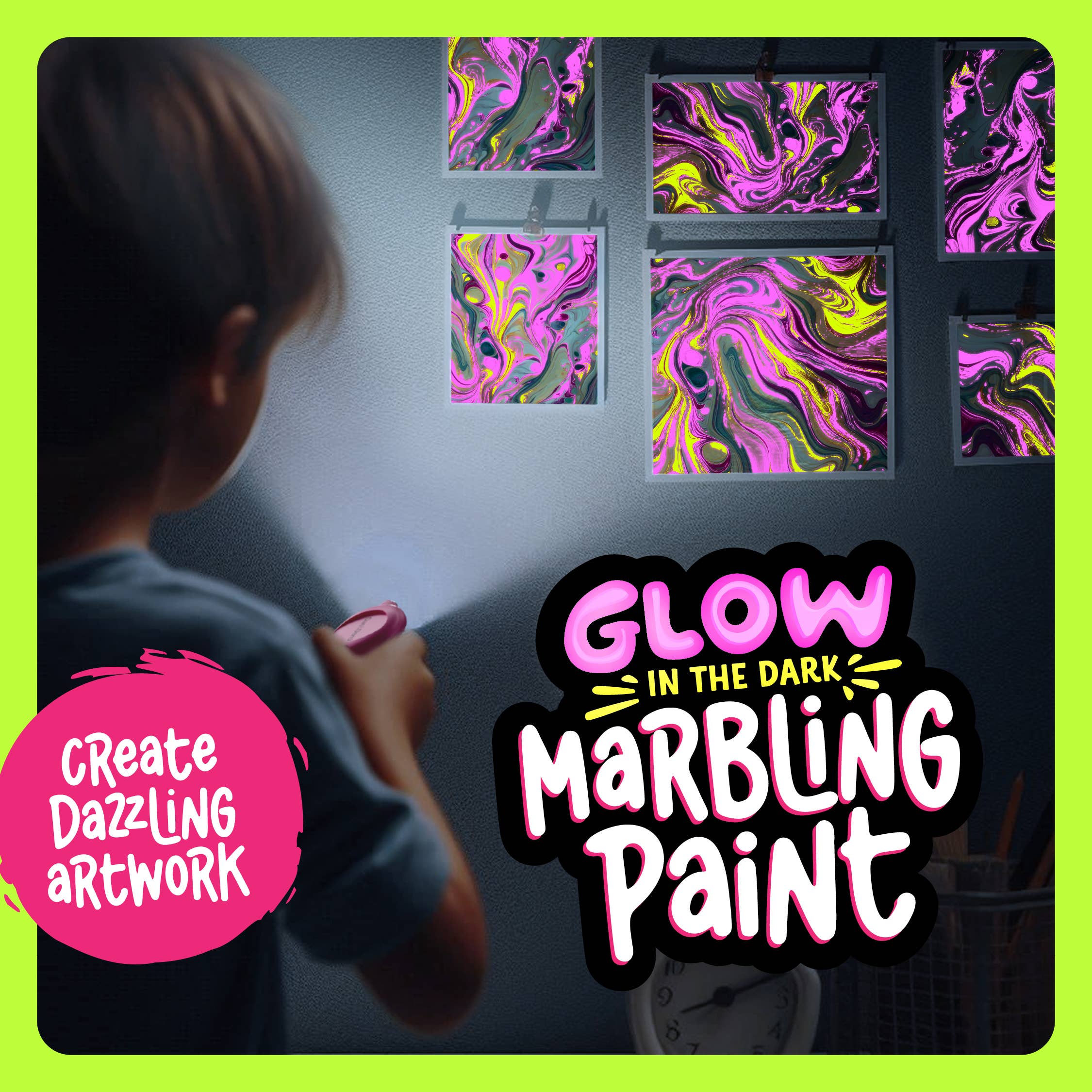 Dan&Darci - Wholesale DIY Craft Kit - Glow in The Dark Marble Paint Kit for Kids - Water Marbling1