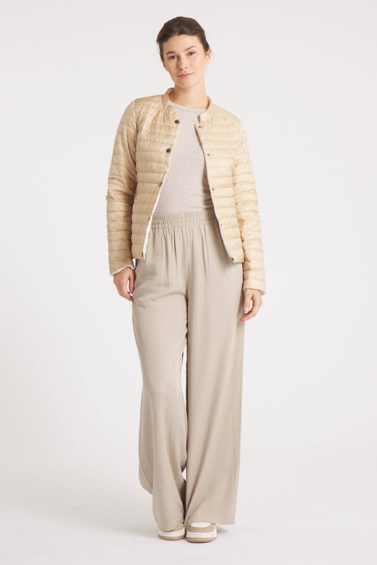 Cotes of London - Wholesale Puffer Jacket - Women's - The Leicester in Matte | 2 in 1 Reversible Down Jacket | Camel / Ivory6