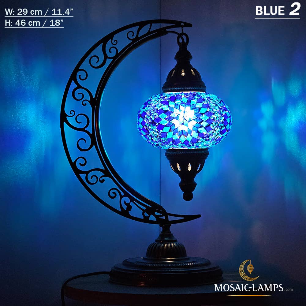 Mosaic Lamps - Wholesale Accent/Desk Lamp - 10+ Colors - Moroccan Moon Table Lamp, Arc, Murano Crescent2