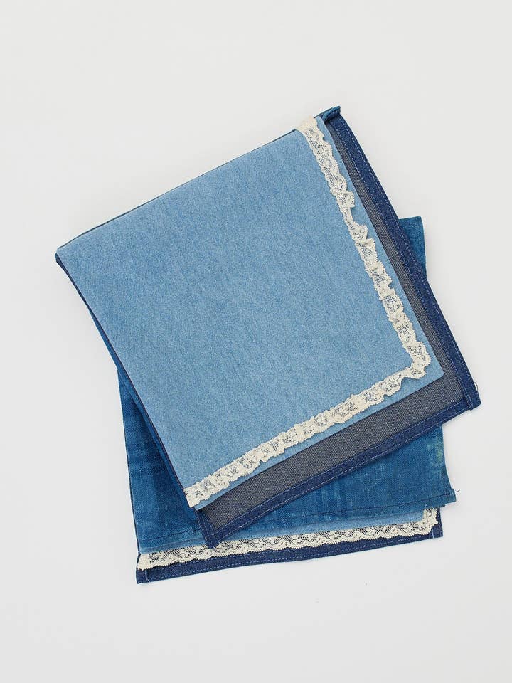 Patchwork denimservietter, sæt med 2 for engroshandel hos Rentrayage