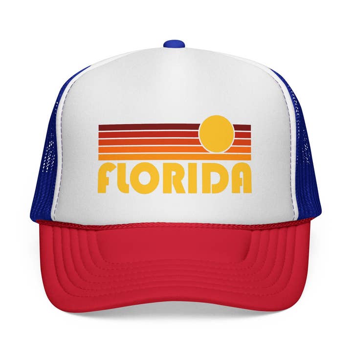 Florida Retro Sun Trucker Hat - Vintage Style Florida Cap for wholesale by Hey Mountains