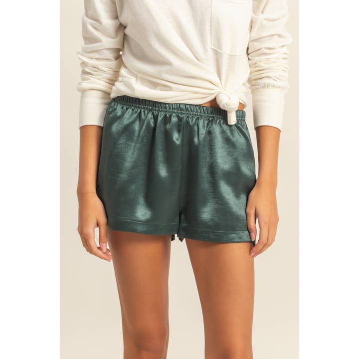 Double Zero - Wholesale Shorts - Women's - Satin Elastic Waist Shorts With Side Slit22