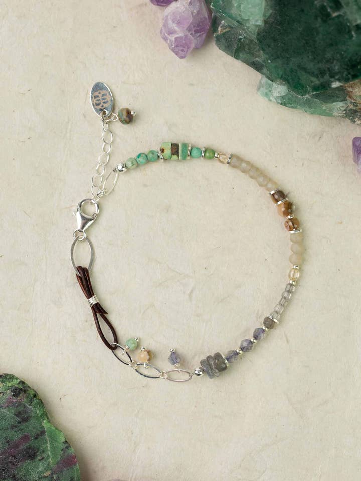 Mystic 7,5-8,5" Turkos, Abalone, Labradorit Enkel Armband för wholesale av Anne Vaughan Designs Jewelry