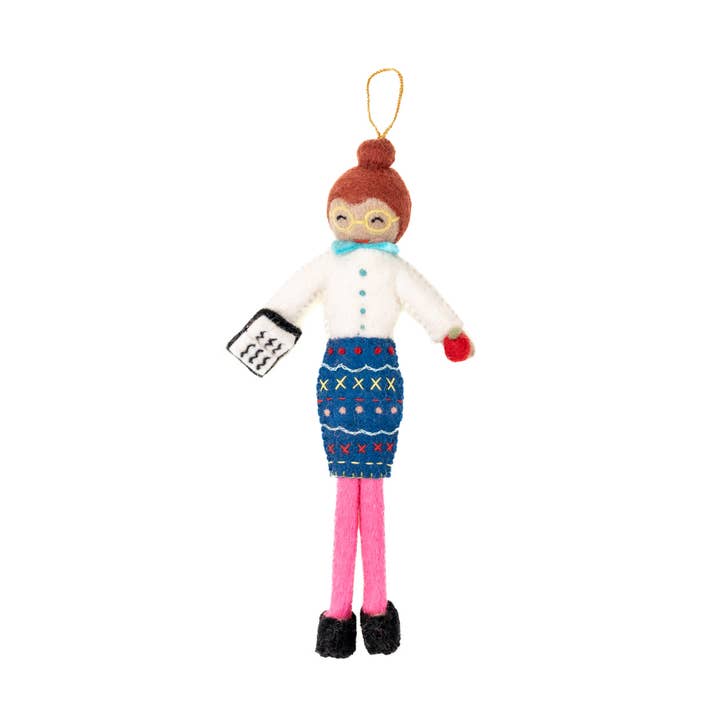 Teacher Ornament - Erica for wholesale by French Knot