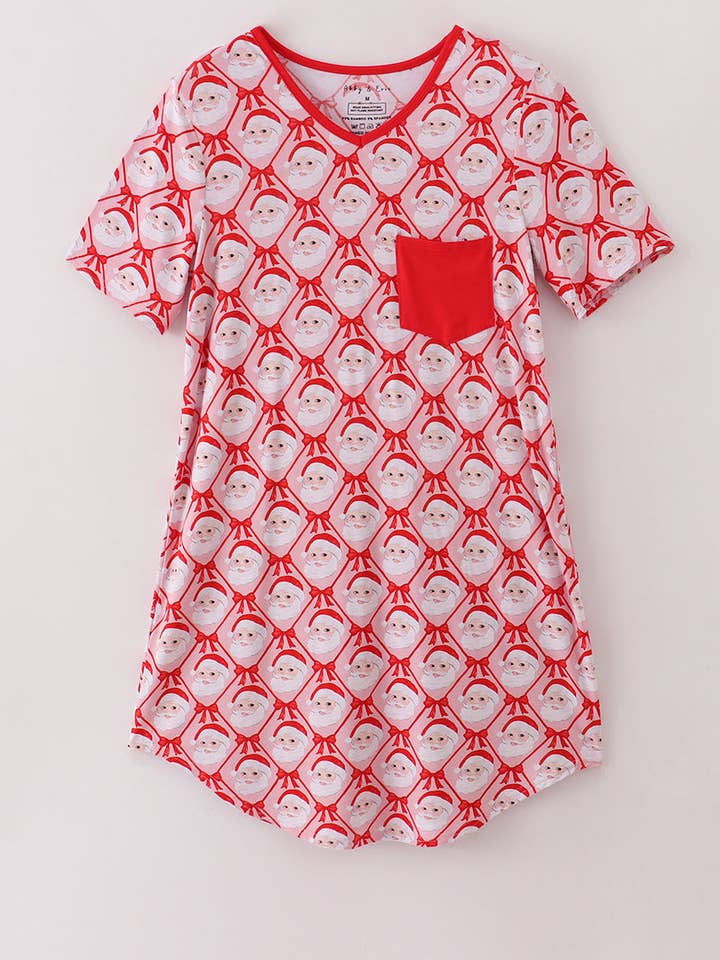 Bata de mamá de bambú con estampado de Papá Noel rojo para venta al por mayor de Mom & Co.